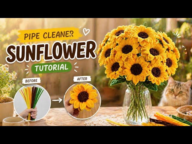 The Secret to Realistic Pipe Cleaner Sunflowers 🌻 (Easy Tutorial)