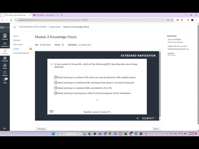 Module 2 Knowledge Check | Introducing AI | AWS Academy Generative AI Foundations [124220]