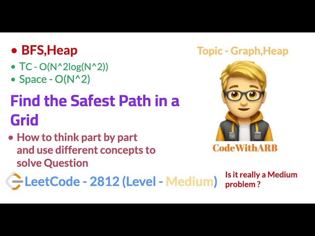 Find the Safest Path in a Grid   (LeetCode 2812)  (MultiSource BFS, Heap)