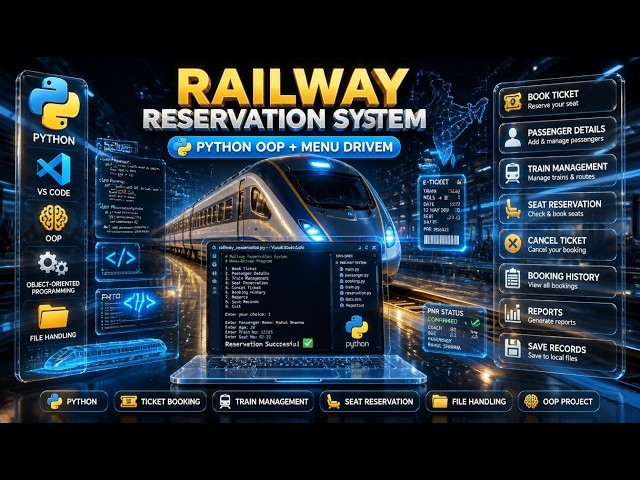 🚆Railway Reservation System Using Python (OOP + Menu-Driven) | Complete Python Project for Beginners