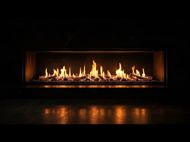 Fireplace Ambience for TV 🔥 Modern Linear Fireplace with Glowing Embers (Relaxing Fire Sounds 4K)