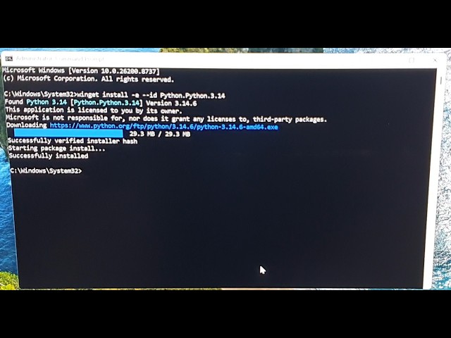 How to install Python using the Command Prompt.