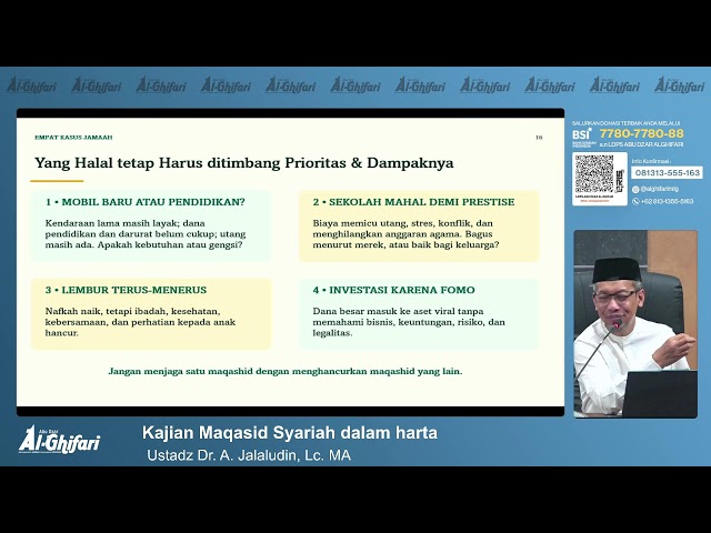 Kajian Maqasid Syariah dalam harta  |   Ustadz Dr. A. Jalaludin, Lc. MA