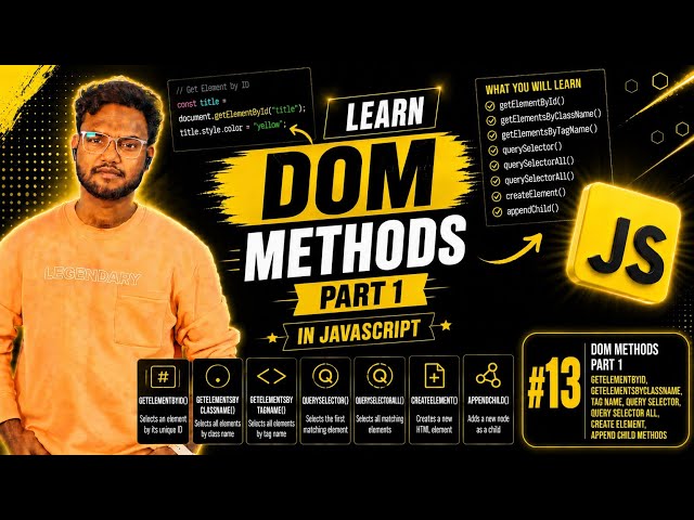 JavaScript DOM Methods Part 1 in Telugu 🔥 | DOM Manipulation & Selectors Explained | JS Course #13