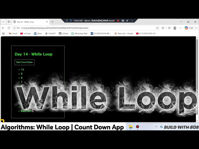 Day 14 JavaScript While Loop Tutorial for Beginners | Build a Countdown App (HTML, CSS & JavaScript)