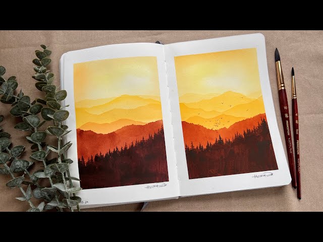 Paint a glowing watercolor sunset with me | step by step, beginner friendly watercolor tutorial