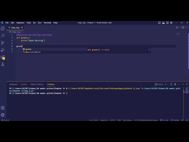Chapter 3.1 | Defining and Calling function