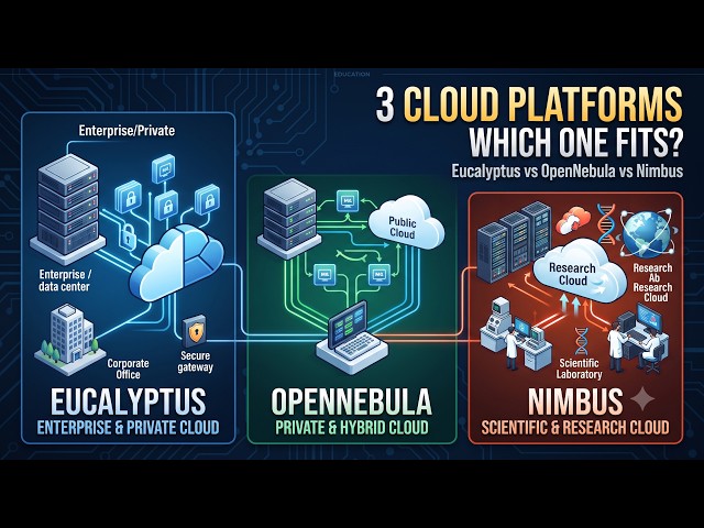 3.4 Private Cloud Platforms Explained ☁️ | Eucalyptus vs OpenNebula vs Nimbus