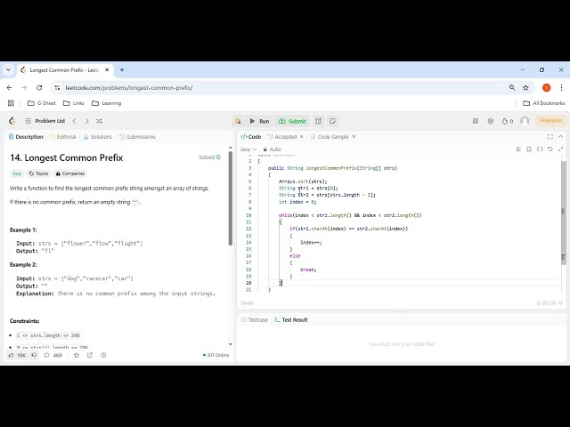 14. Longest Common Prefix | Java | Leetcode | Strings | Fundamentals