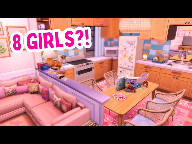 🩷 Fitting NINE Girls Into A TWO Bedroom Apartment?! The Sims 4 (Speed Build)