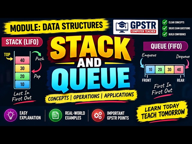 Stack and Queue | Data Structures | LIFO & FIFO | GPSTR Computer Teacher Preparation