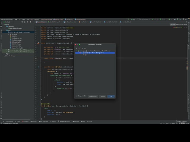 How to code listener for Activities with Kotlin, Jetpack Compose, viewModel and background service.