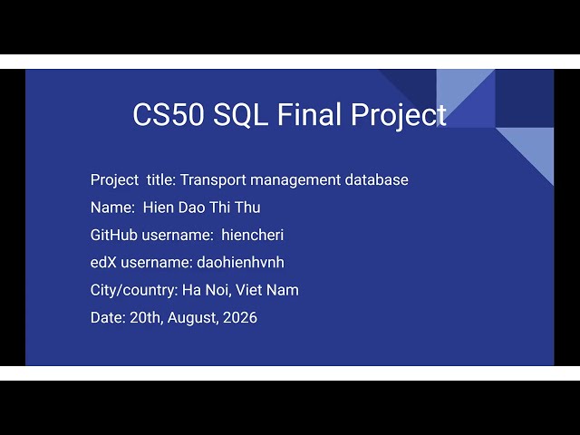 Transport management database for CS50 SQL Final Project