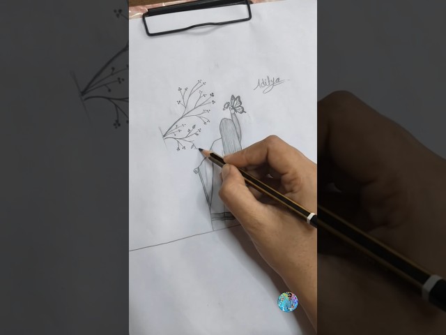 Easy Pencil Sketch Art | Beautiful Girl in Shawl Drawing Tutorial ✨ #pencildraw #shorts #art