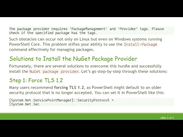 Resolving the NuGet package provider Installation Issue in PowerShell Core on Linux