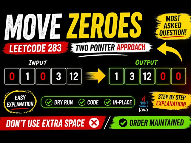 Move All Zeros to End 💥 | Best Java Solution | LeetCode 283 Explained