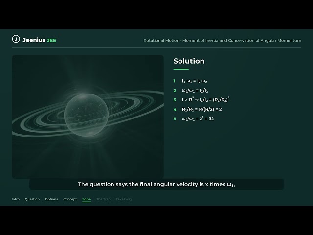 A solid sphere with uniform density and initial radius R is… | JEE Main 2025 Rotational Motion