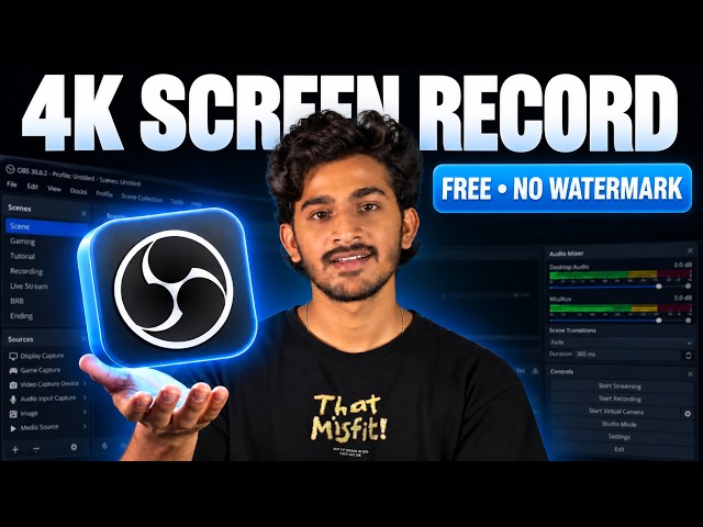 Best FREE Screen Recorder for PC & Laptop 🔥 | OBS Studio Tutorial in Telugu