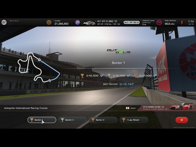 GT7 - Autopolis International Racing Circuit - Sector 1 - Nissan GT-R NISMO GT500 '16 - 🏆