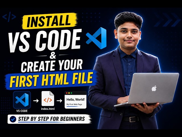 Install VS Code & Create Your First HTML File | HTML Complete Course Bangla 2026