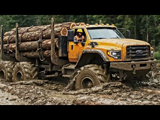 MEGA Logging Trucks Battle Extreme Muddy Roads 🌲🚛