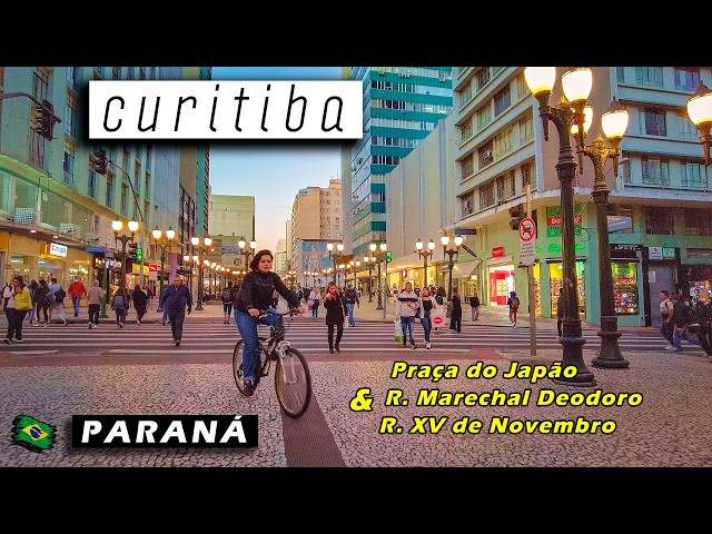 Caminando por CURITIBA — PLAZA JAPÃO Y CALLES DEL CENTRO — Paraná, Brasil 🇧🇷 【 4K UHD 】