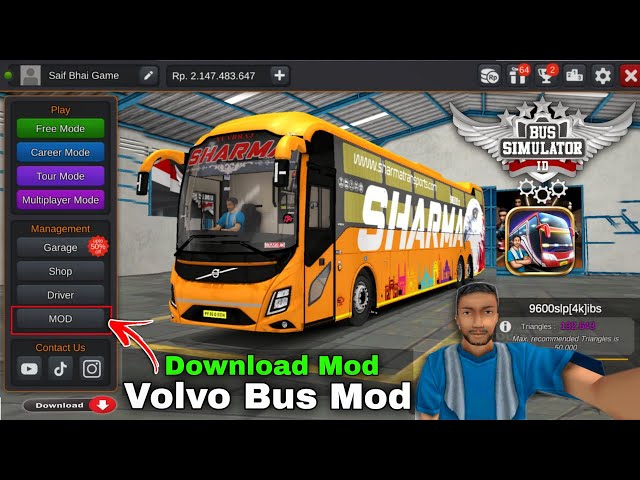 How To Add New BUSSID Volvo Sleeper Bus Mod For Bus Simulator Indonesia | Indian Bus Mod 