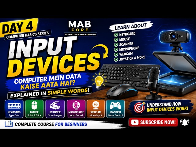 **Input Devices Explained 💻 | Keyboard, Mouse, Scanner, Microphone & Webcam | Class 4