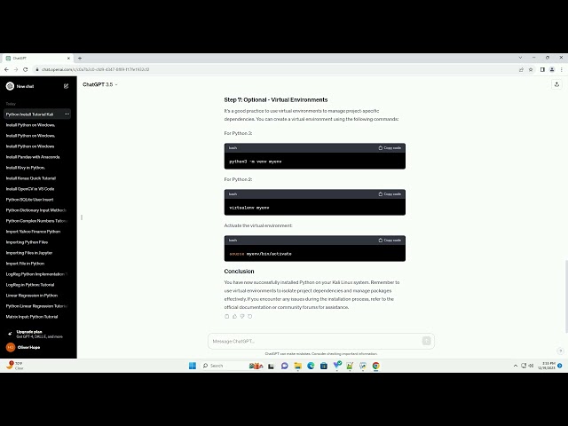 how to install python kali linux
