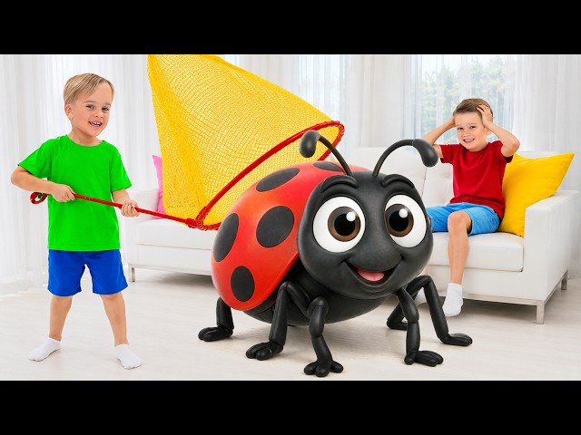 Kids catching GIANT bugs at Home and learn facts about Insects!