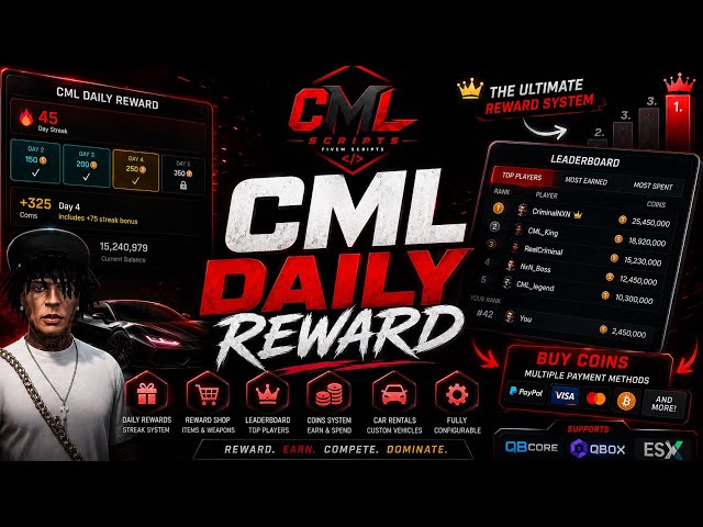 FiveM Script | Advanced Daily Reward & Coin System [QB/QBOX, ESX]