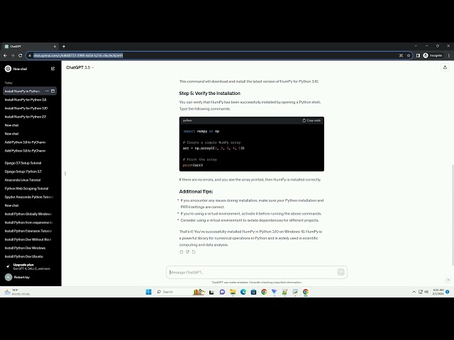 how to install numpy in python 3 10 windows 10