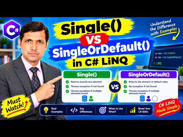 04 Single() vs SingleOrDefault() in C# LINQ 🔥 | Key Differences with Examples