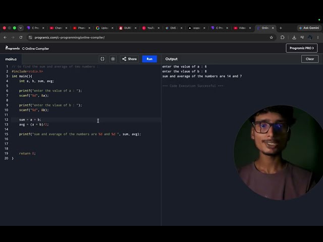 sum and average using c