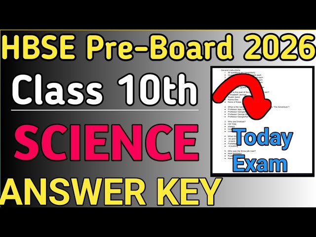 Class 10th Science Pre-Board Today Exam Paper Solution/Answer key January 2026 #hbse #scienceclass10