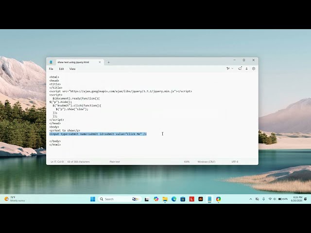 Show Text using jQuery