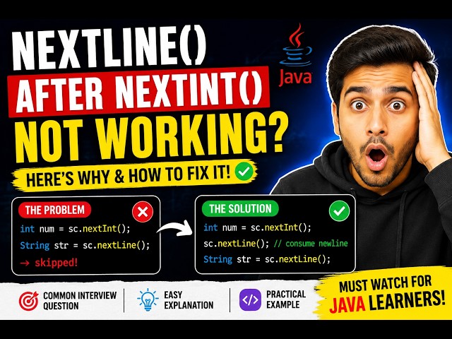 244. Using nextLine immediately after next methods of Scanner class (Selenium Java 2026)