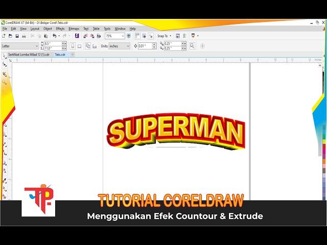Tutorial Coreldraw : Membuat Teks Menggunakan Efek Countour dan Extrude