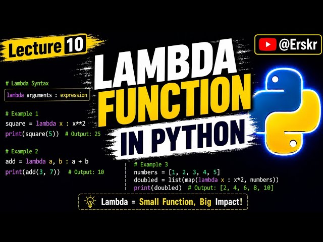Why Python Developers LOVE Lambda Functions! 🐍 | Python Full Course For Beginners in Hindi | @Erskr 