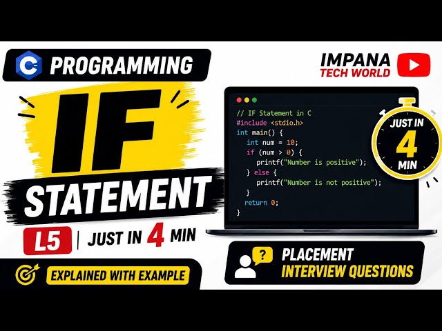  Conditional statments in C | Explained with Examples | Placement Interview Questions | 5 Min
