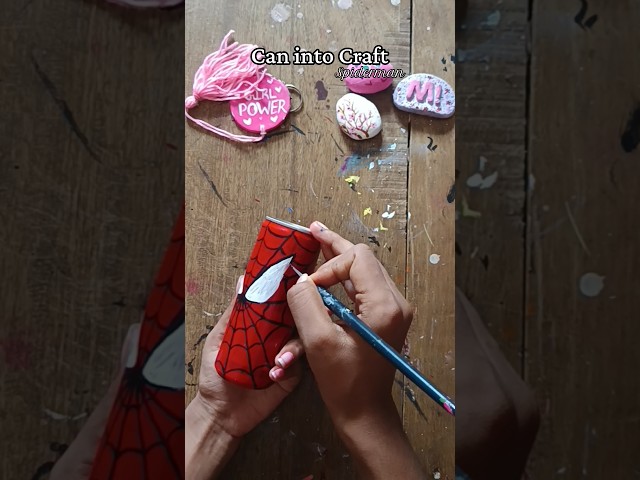 red bull can into craft ❤ spiderman 🕸👀 #diy #craft #creative #redbull #fyp #trending #spiderman