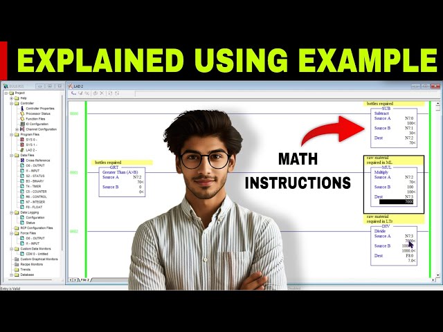 Explained Math Instructions Using Simple Example in PLC programming | Allen Bradley