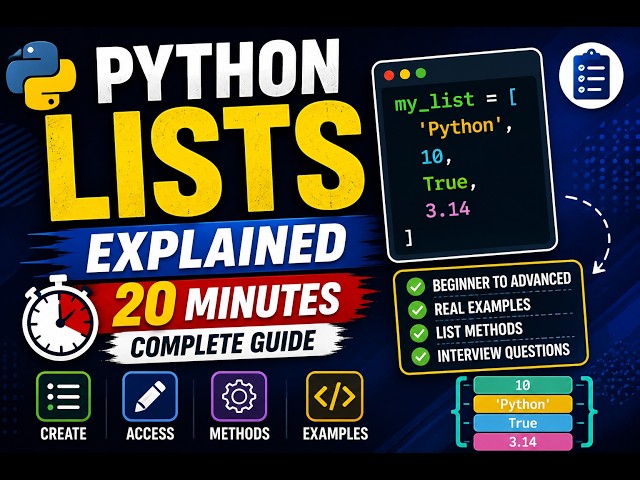Python Lists Explained in 20 Minutes | Complete Beginner to Advanced Guide | Python crash course 9