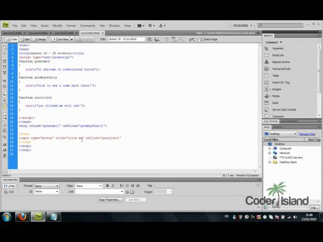 16 - JavaScript Tutorial - JavaScript Events