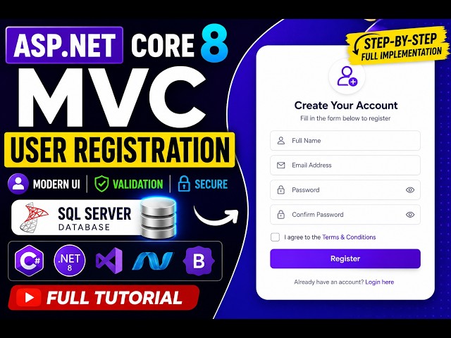 ASP.NET Core  MVC User Registration | Modern UI + SQL Server | Full Tutorial