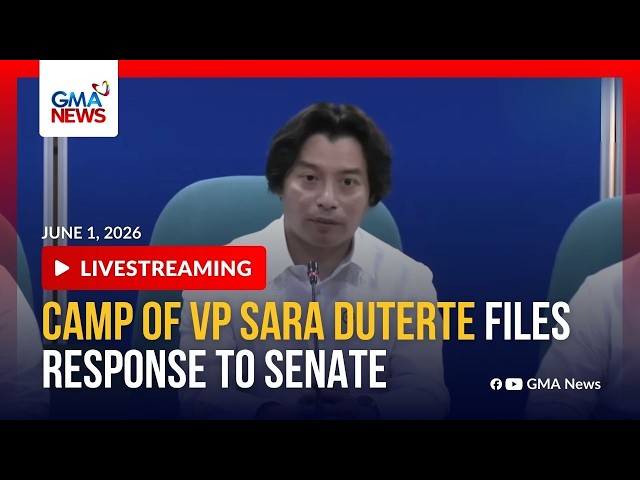 LIVE - Vice President Sara Duterte files response to Senate (June 1, 2026) - Replay | GMA News