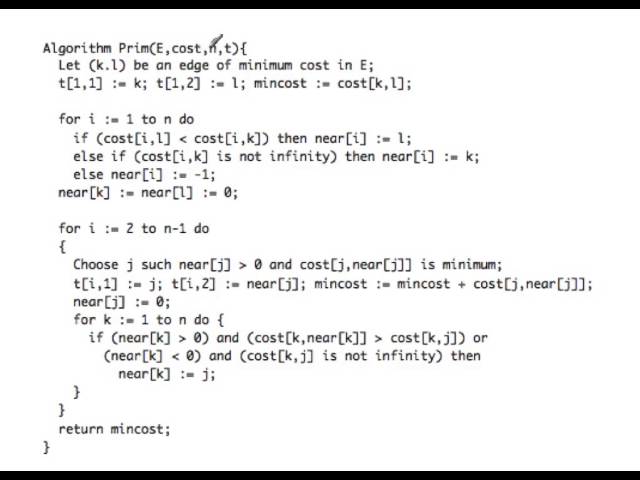 Minimum Cost Spanning Trees Prims Algorithm