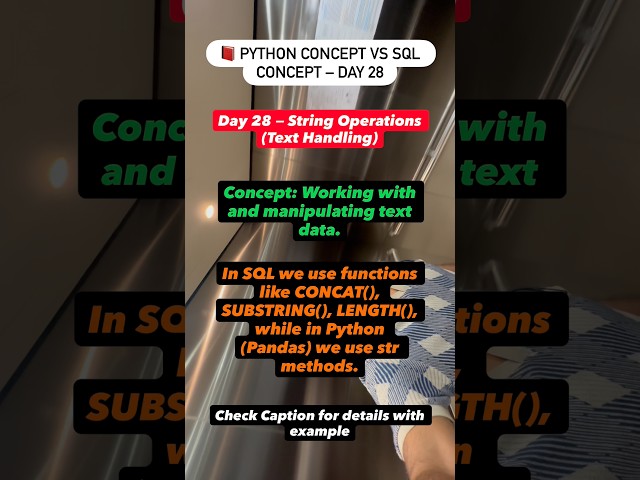 Day 28 — String Operations (Text Handling) Concept: Working with and manipulating text data.