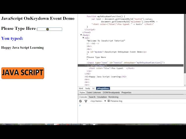 TAMIL KEYDOWN EVENT IN JAVASCRIPT DEMO