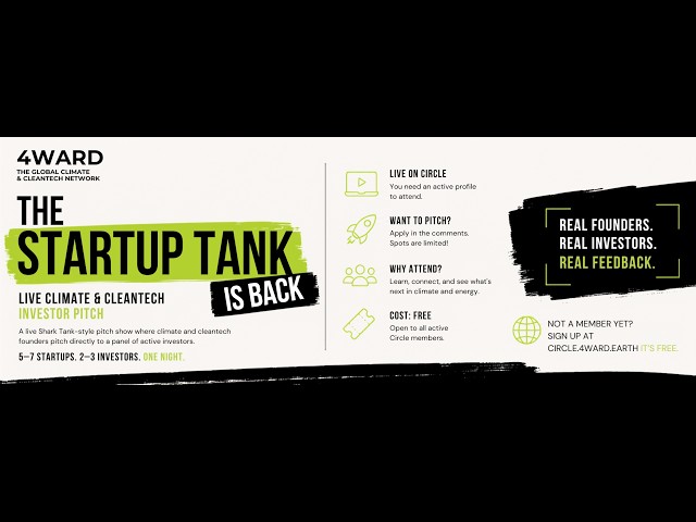 4WARD Startup Tank | July 2026 | Live Climate & Cleantech Investor Pitch